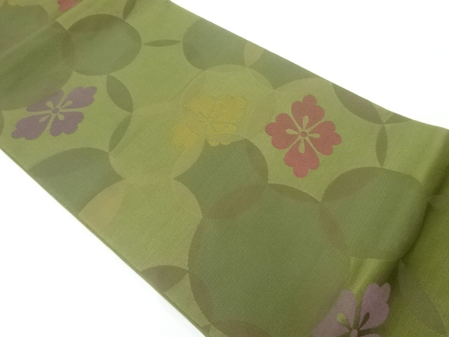 川島織物製　花菱模様織出し袋帯